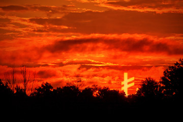 Fototapeta premium Burning sunset sky horizon