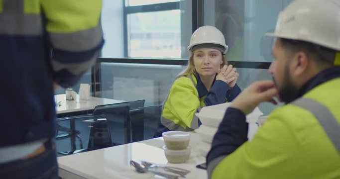 Lunch break at industrial factory