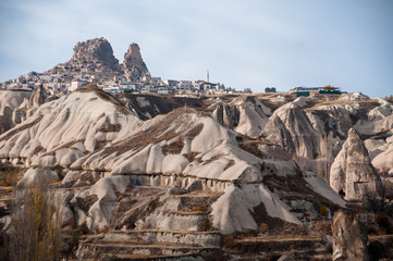 View of the unique landscape of Cappadocia Turkey
