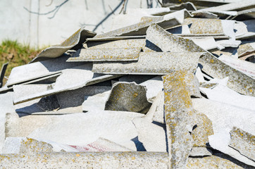 Broken asbestos roof, asbestos removal