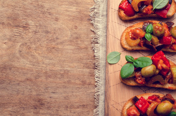 Bruschetta with stewed vegetables