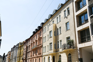 Fototapeta na wymiar renovated old buildings, beautiful old houses in Munich, Lehel