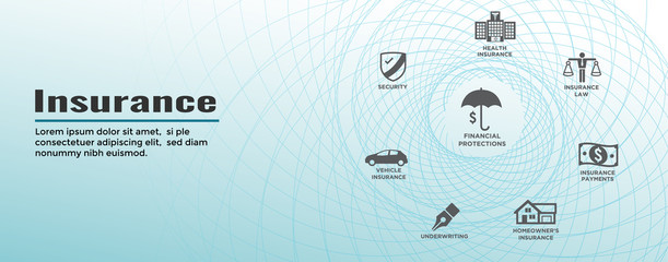 Insurance Web Header Banner - Covers homeowners, medical, life, and vehicle insurance