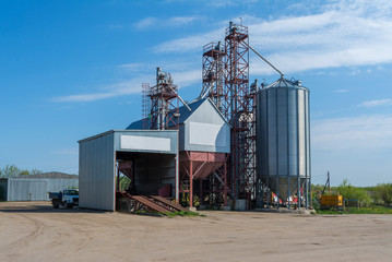 A small factory for the processing of grain. Agro-industrial Plant on the farm