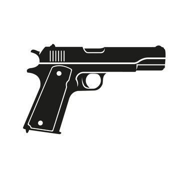 Classic 9mm Pistol Vector Illustration. Legendary Armament.