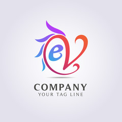 logo template letter E With a feminine shape for your business and company