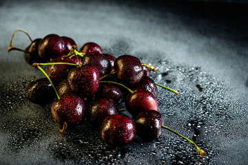 Cherry in a blakc background