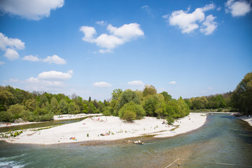 Strand am Flaucher, Isar in München
