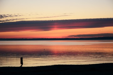Sonnenaufgang Meer Strand Spazierg&auml;nger Wasser Landschaft Ozean