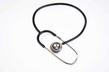 Fototapeta na wymiar Medical stethoscope for heartbeat and pressure measurement isolated on white