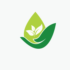 sprout in a hand sign of environmental protection, web icon. vec
