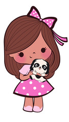 little girl whit puppy 