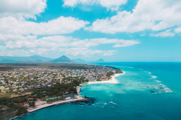 Fototapeta na wymiar Aerial view of Mauritius taken during helicopter flight