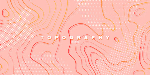 Topography relief. Abstract memphis background. Vector minimal illustration. Liquid gradients. Outline cartography landscape. Modern poster design. Trendy cover with wavy colorful lines - obrazy, fototapety, plakaty