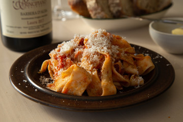 Tagliatelle in Tomato Sauce with Parmesan