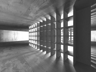 Dark basement empty room interior. Concrete walls
