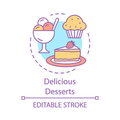 Delicious desserts concept icon