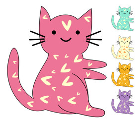 Set of cute cats in simple design for kid's greeting card design, t-shirt print, inspiration poster.