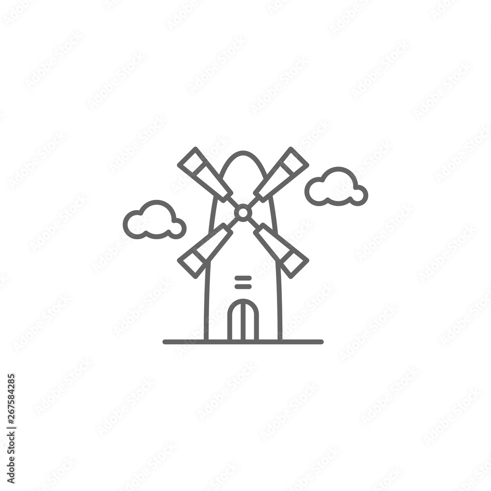 Poster windmill, holland icon. element of holland icon. thin line icon for website design and development, 