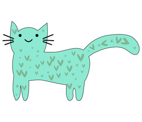 Hand Drawn Cute cat with phrase lovely cute weow vector illustration. Childrens design poster.