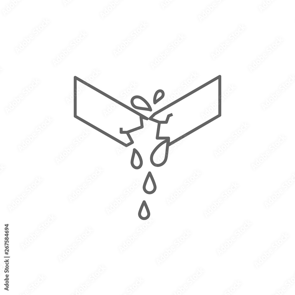 Aufkleber plumber, broken, water drop icon. element of plumber icon. thin line icon for website design and dev