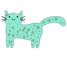 Hand Drawn Cute cat with phrase lovely cute weow vector illustration. Childrens design poster.