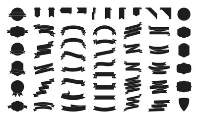 Big vector ribbons banners set. Flat ribbon illustration isolated on white background. Ribbons collection.