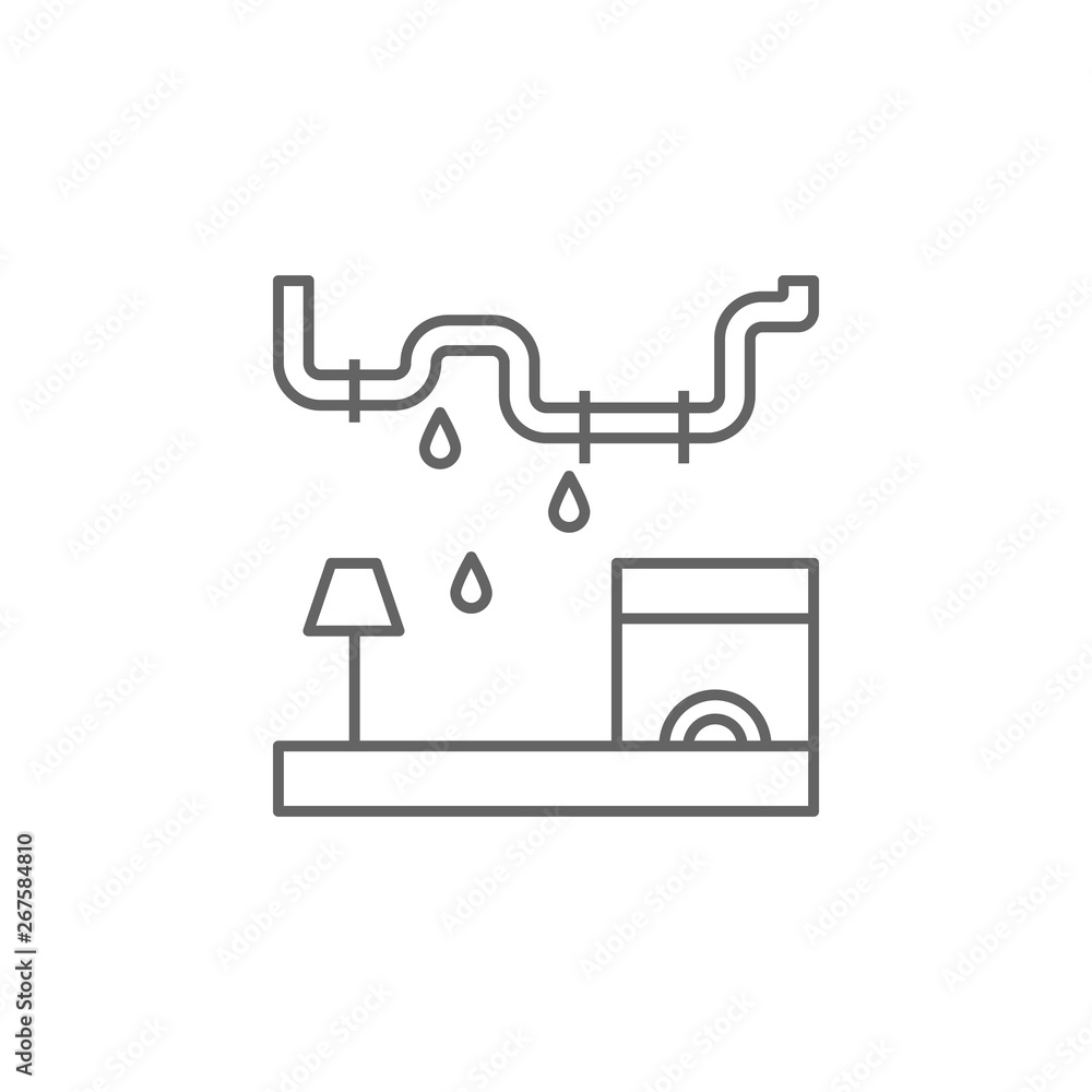 Poster plumber, flood, broken icon. element of plumber icon. thin line icon for website design and developm