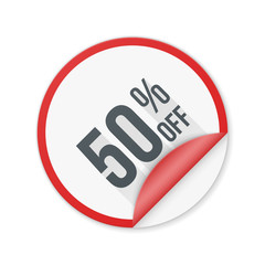 50 fifty percent sale sign label illustration