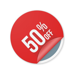 50 fifty percent sale sign label illustration