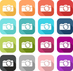 Fototapeta premium Set Icons of a flat design camera set
