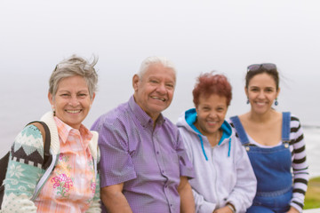 Gray-haired lady with her friends