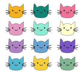 Fototapeta premium Cats, set of cute doodle. Sketch character handmade to Print T-shirts.