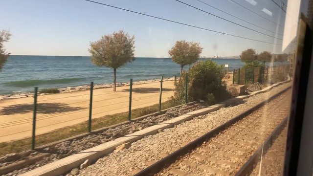 View from window of train going to Barcelona from Mataro
