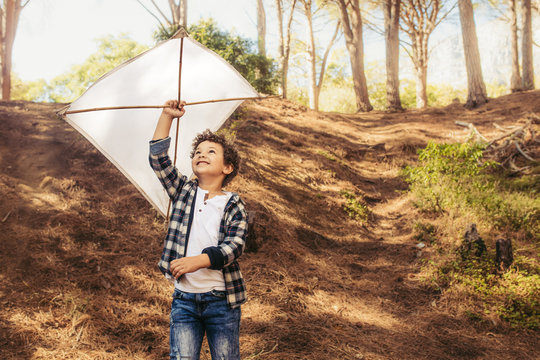 Cute Boy Flying A Kite