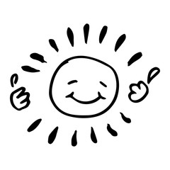 Creative black and white happy sun vector illustration.