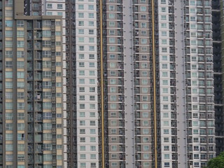 Fototapeta premium Outside the condominium building, which sees many rooms built in the middle of a large city with the prosperity and tightness of the population.