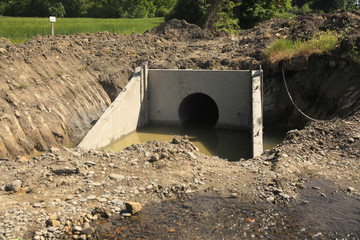 The concrete drain pipe or drain water