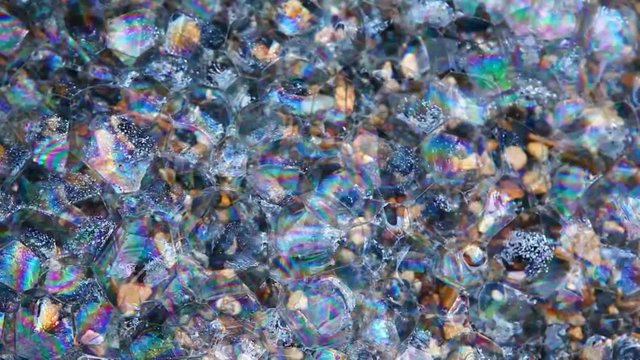 soap bubbles natural stone background hd footage nobody