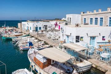 Fototapeta na wymiar Fishing boat in Naoussa port, Paros island, Greece