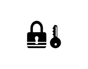  Lock and key Security icon flat design vector illustration