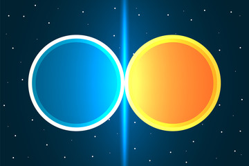 Collision of two planets. Planet and the space. Adventure at universe. Vector illustration design.