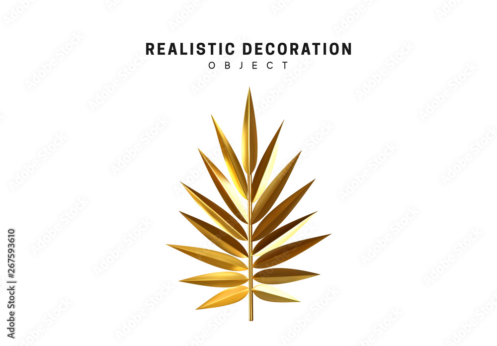 Poster isolated 3d object shapes golden palm branch