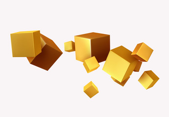 Abstract Background with 3d cubes gold color.