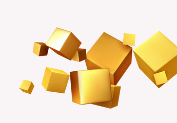 Abstract Background with 3d cubes gold color.