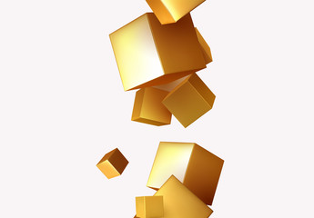 Abstract Background with 3d cubes gold color.