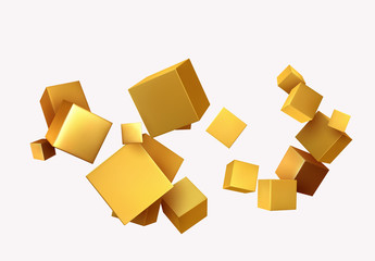 Abstract Background with 3d cubes gold color.