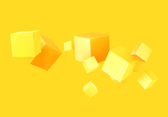 Fototapeta na wymiar Abstract Background yellow color with 3d cubes.