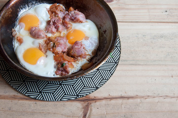 fried eggs with bacon and eggs