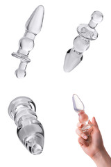 Clear colored Butt plug made of glass on a white isolated background